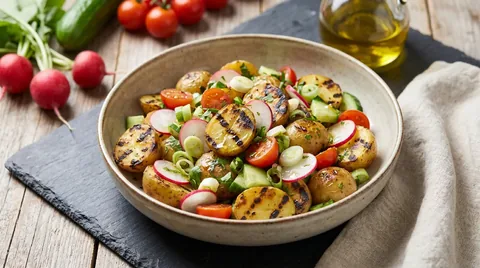 Gegrilde Aardappelsalade met Lente-uitjes