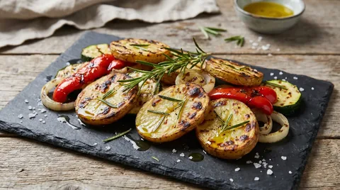 Gegrilde Aardappelschijven met Rozemarijn
