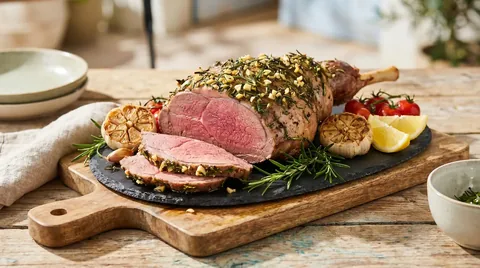 Gegrilde Lamsbout met Knoflook en Rozemarijn