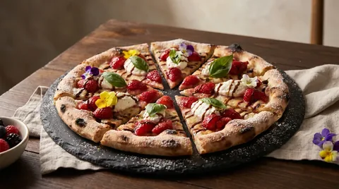 Gegrilde Pizza Margherita als Dessert