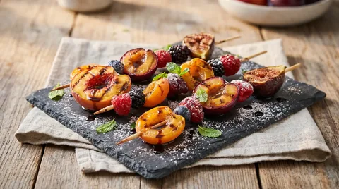 Gegrilde Zomerfruit Spiesjes